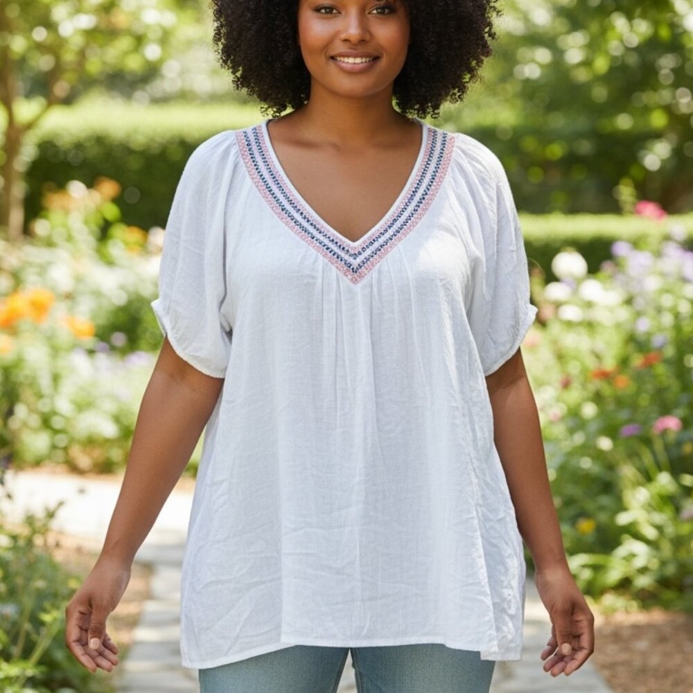 575 WOMENS 2XL WHITE PEASANT BLOUSE BY CURE